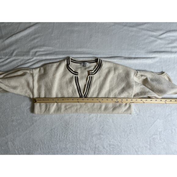 Madewell Women's Wool Blend Sweater Size S Cream Green Varsity Tenniscore Preppy - Picture 6 of 6